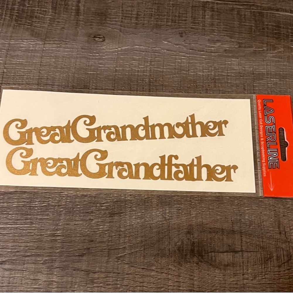 💞 New Gold Laserline Great Grandmother and Grandfather Scrapbook Stickers